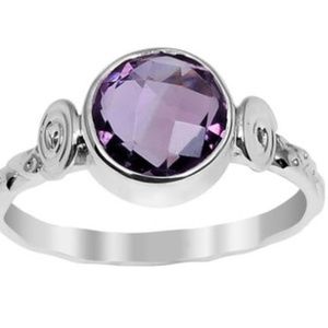 1.80 Carat Amethyst Sterling Silver Ring .925 NWT